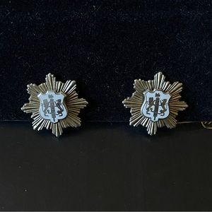 Vintage Silver Lion Crest Shield Crest Costume Jewelry Screw-back Earrings